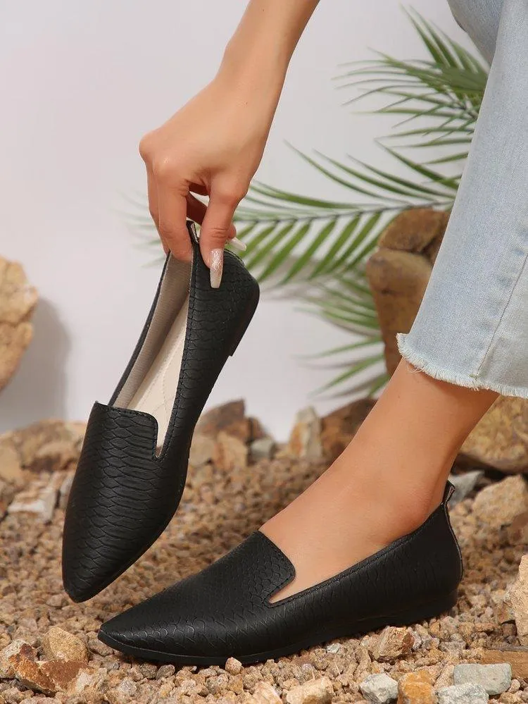 Simple Pointed Snake Pattern Flat Pumps Foreign Trade Slip-on Lazy Shoes