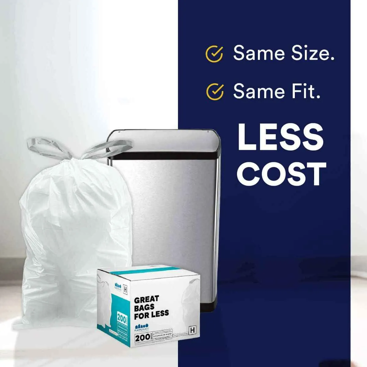 Simplehuman®* Compatible Trash Bags - Code Q - 13-17 Gallon - 200/Case