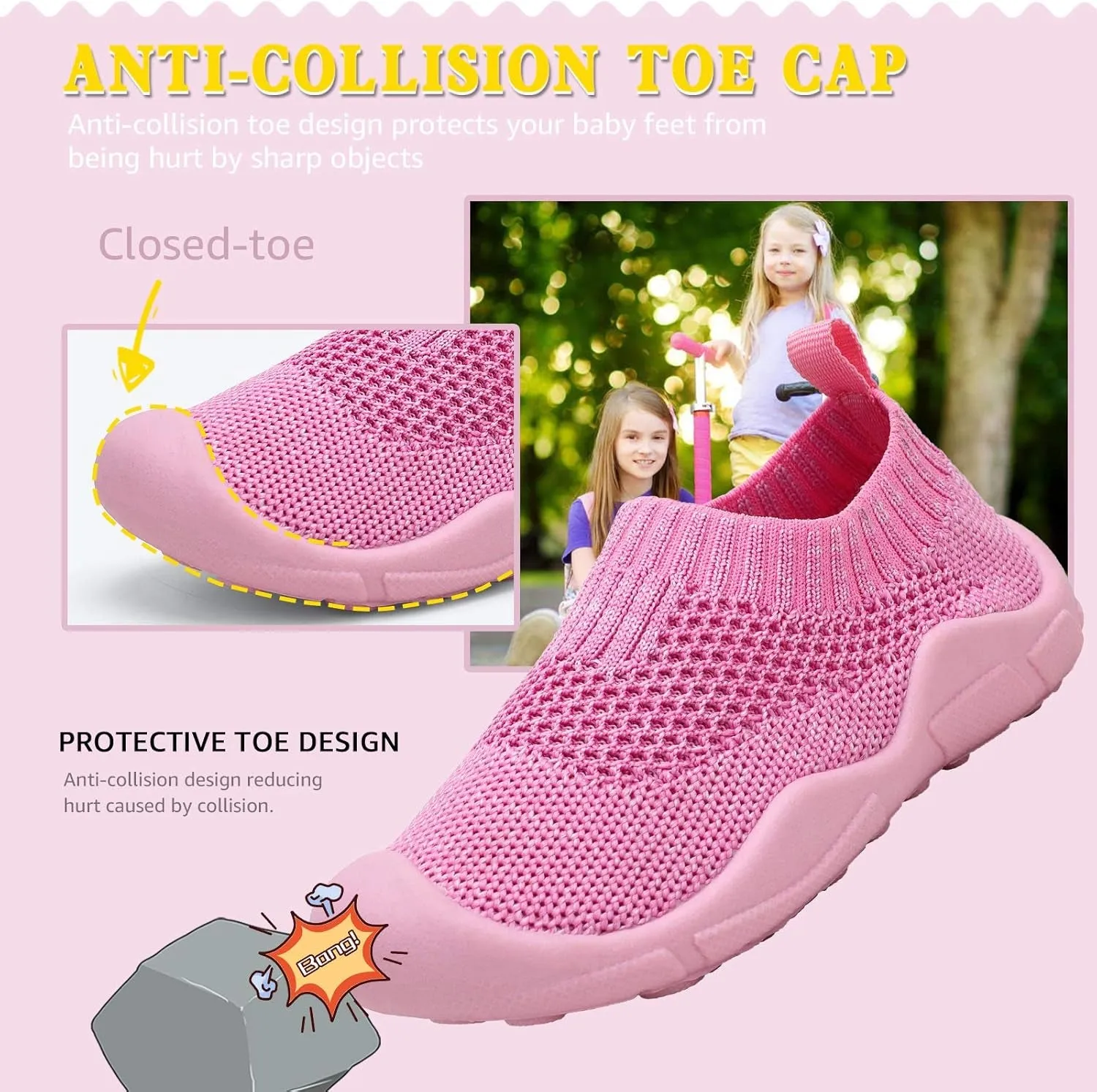 Toddler Shoes Wide Toe Box Boys Slip on Shoes for Kids Girls Sock Shoes