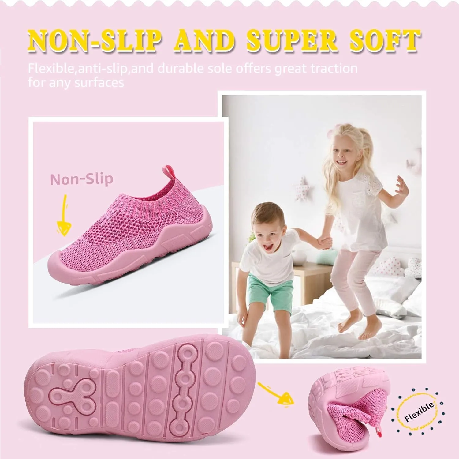 Toddler Shoes Wide Toe Box Boys Slip on Shoes for Kids Girls Sock Shoes