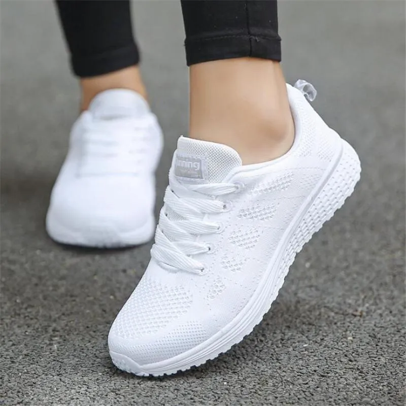 Toleet Female Tennis Sneakers Women Shoes  Breathable Mesh Casual Sport Shoes Woman Lace-Up Women Running White Shoes Running Shoes Men