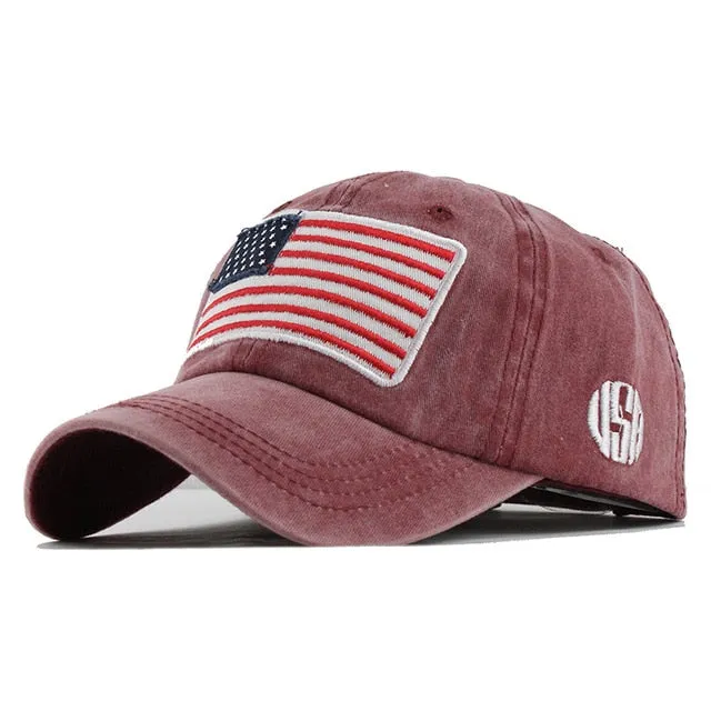 USA Flag Embroidered Patched Baseball Cap