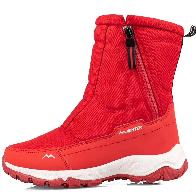 Women's winter snow boots side zip, waterproof, non-slip, wear-resistant, thick and velvety warm