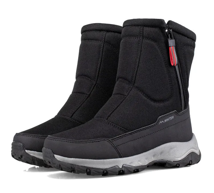 Women's winter snow boots side zip, waterproof, non-slip, wear-resistant, thick and velvety warm