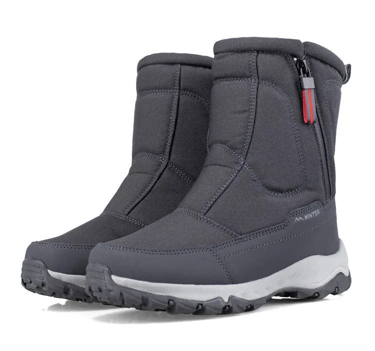 Women's winter snow boots side zip, waterproof, non-slip, wear-resistant, thick and velvety warm