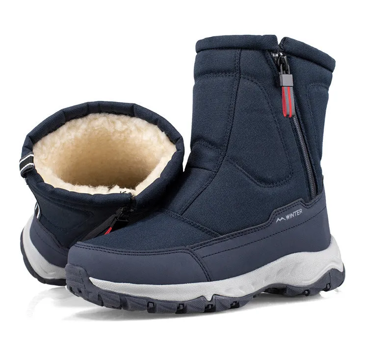 Women's winter snow boots side zip, waterproof, non-slip, wear-resistant, thick and velvety warm