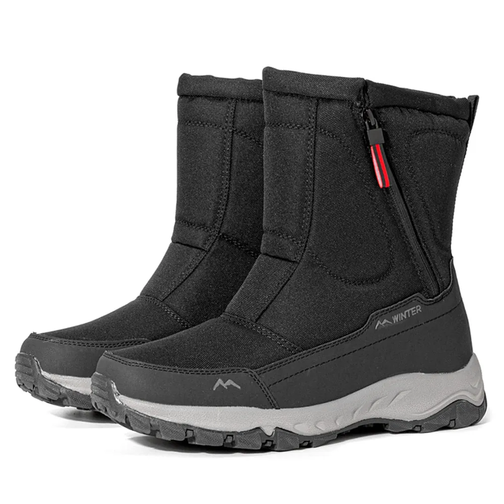 Women's winter snow boots side zip, waterproof, non-slip, wear-resistant, thick and velvety warm