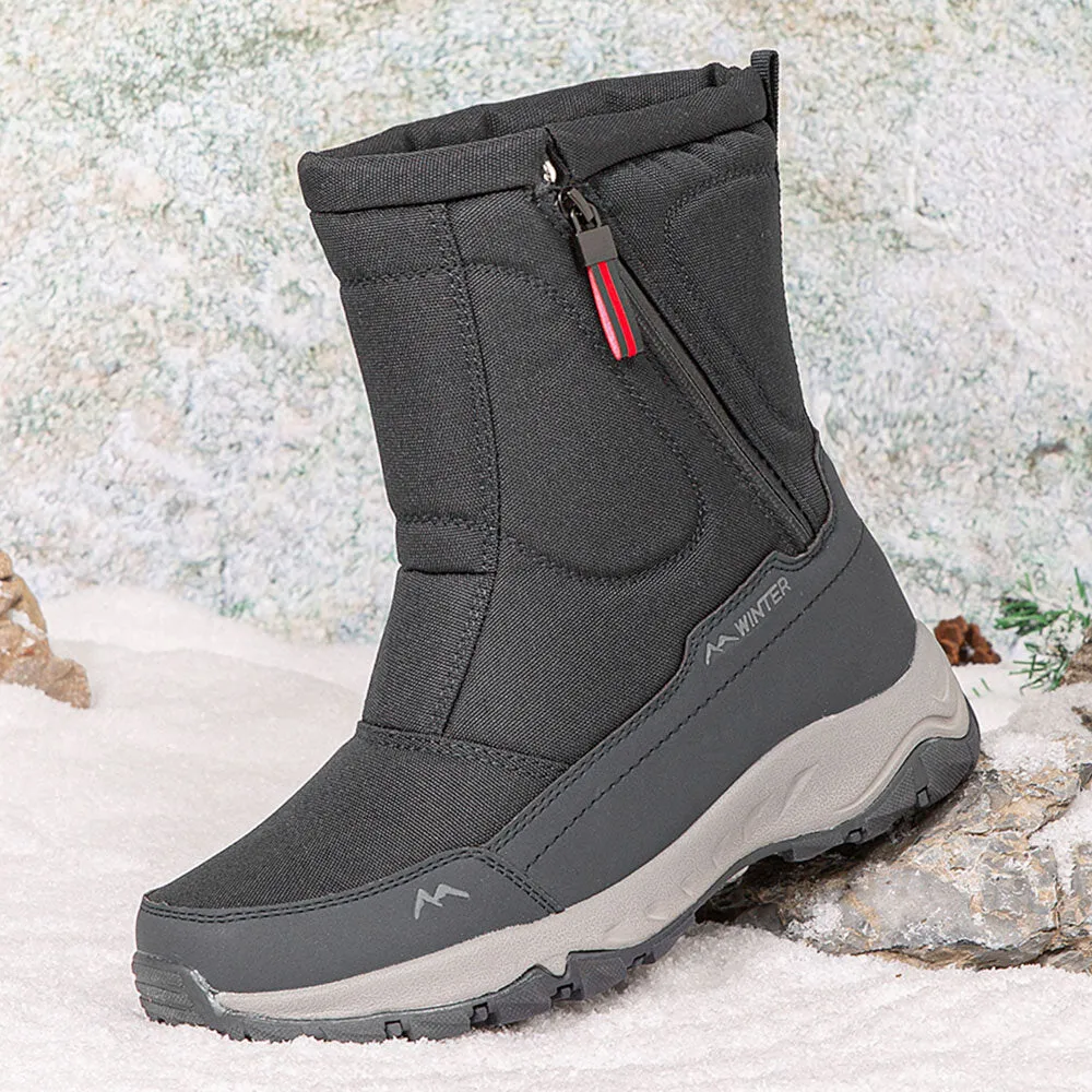 Women's winter snow boots side zip, waterproof, non-slip, wear-resistant, thick and velvety warm