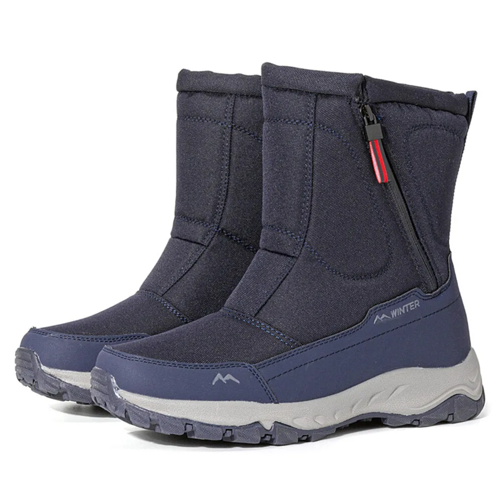 Women's winter snow boots side zip, waterproof, non-slip, wear-resistant, thick and velvety warm