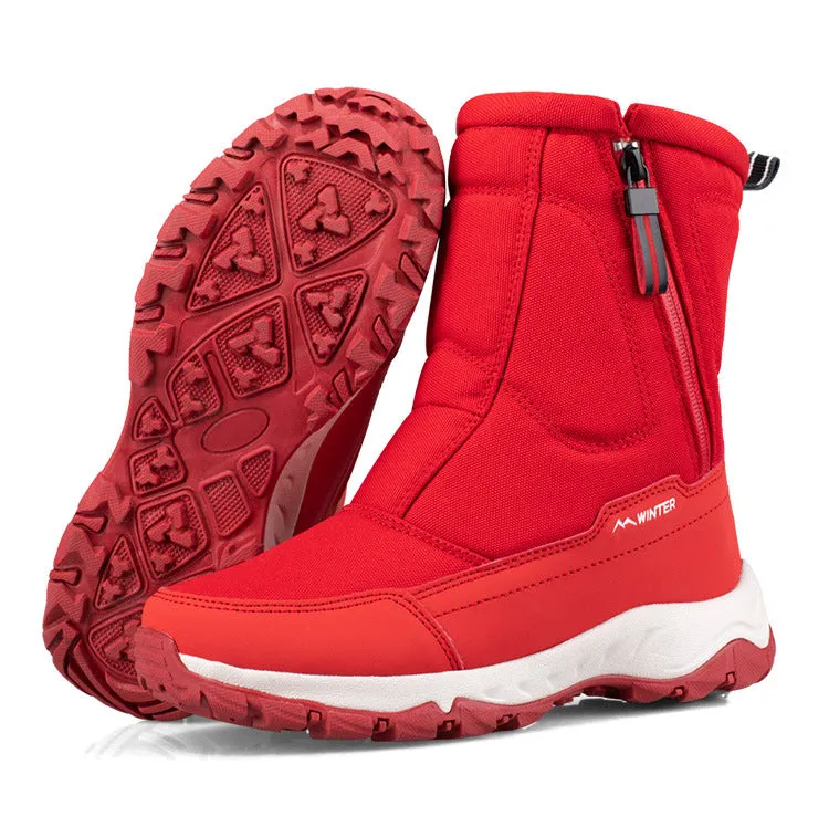 Women's winter snow boots side zip, waterproof, non-slip, wear-resistant, thick and velvety warm